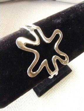 Vintage 1991 ae 925 Stamped Sterling Silver Splat Starfish Modern Cuff Bracelet